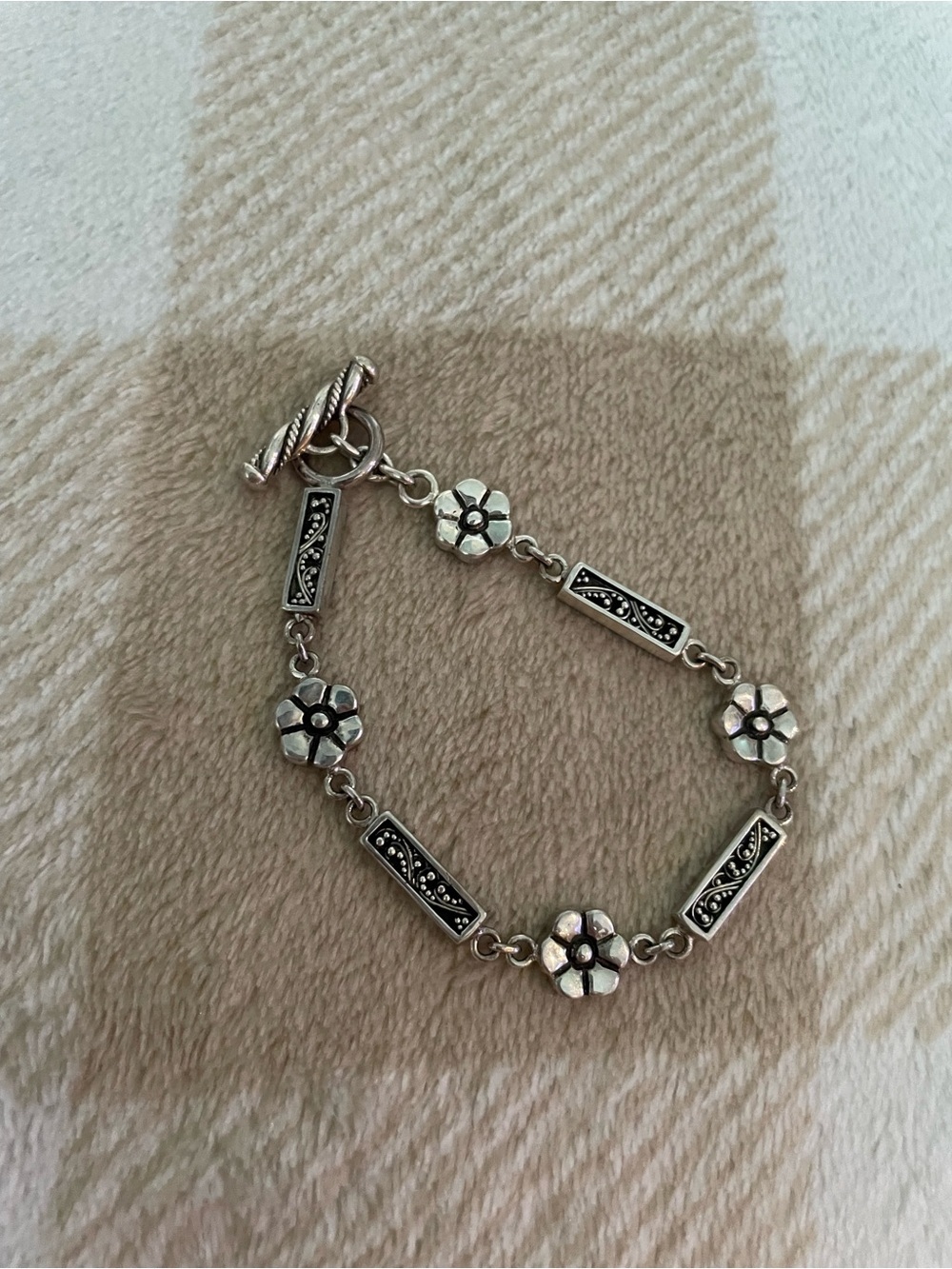 Vintage Lois Hill 925 Sterling Silver Flower Link Bracelet